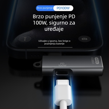 Type-C na USB OTG adapter s PD napajanjem — punjenje tijekom korištenja i podrška za vanjski TV box