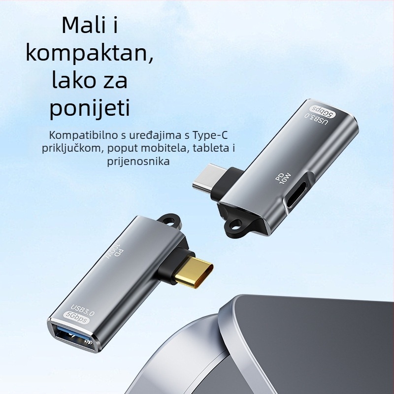 Type-C na USB OTG adapter s PD napajanjem — punjenje tijekom korištenja i podrška za vanjski TV box