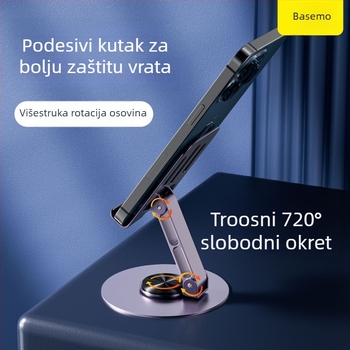 Stolni držač za mobitel, potpuno metalni, rotirajući i sklopivi, protiv podrhtavanja, univerzalni dizajn