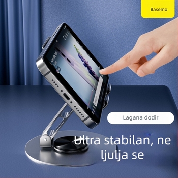 Stolni držač za mobitel, potpuno metalni, rotirajući i sklopivi, protiv podrhtavanja, univerzalni dizajn