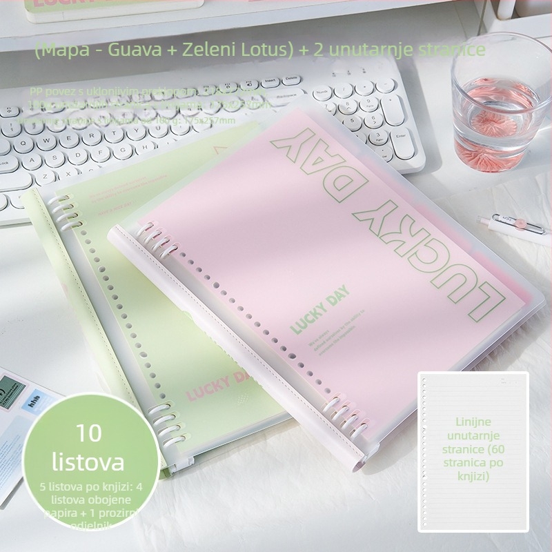 Bilježnica s listovima za slobodno listanje, PP korica, PVC stranice, papir 100 g/m², 1–50 stranica, japanski/korejski stil