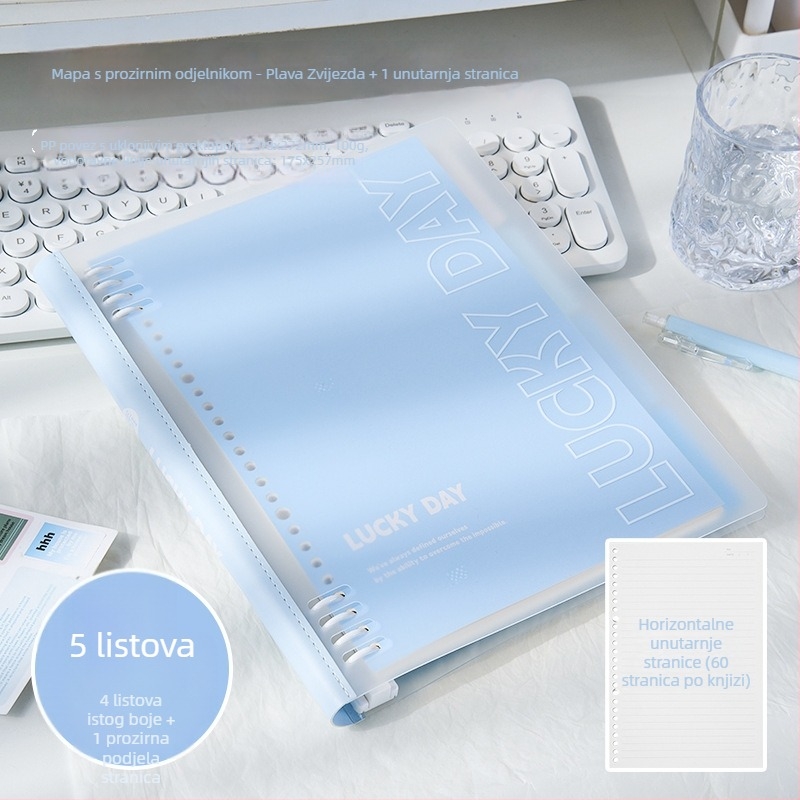 Bilježnica s listovima za slobodno listanje, PP korica, PVC stranice, papir 100 g/m², 1–50 stranica, japanski/korejski stil