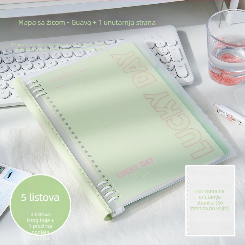 Bilježnica s listovima za slobodno listanje, PP korica, PVC stranice, papir 100 g/m², 1–50 stranica, japanski/korejski stil