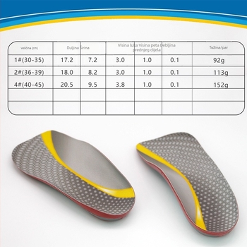 PU ulošci za odrasle s visokim lukom i ploskim stopalima – ortopedski ulošci za sport, model XD-004, materijal Lycra/PU/TPU, za sve sezone