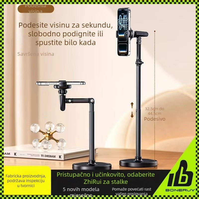 Boneruy — Držač za telefon s gornjim kadrom za stolno korištenje, legura, podrška prilagodbi, pogodan za selfie i livestream