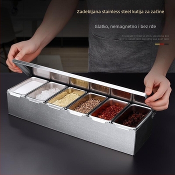 Kutija za začine od nehrđajućeg čelika s poklopcem, s višestrukim odjeljcima za kuhinju i restoran