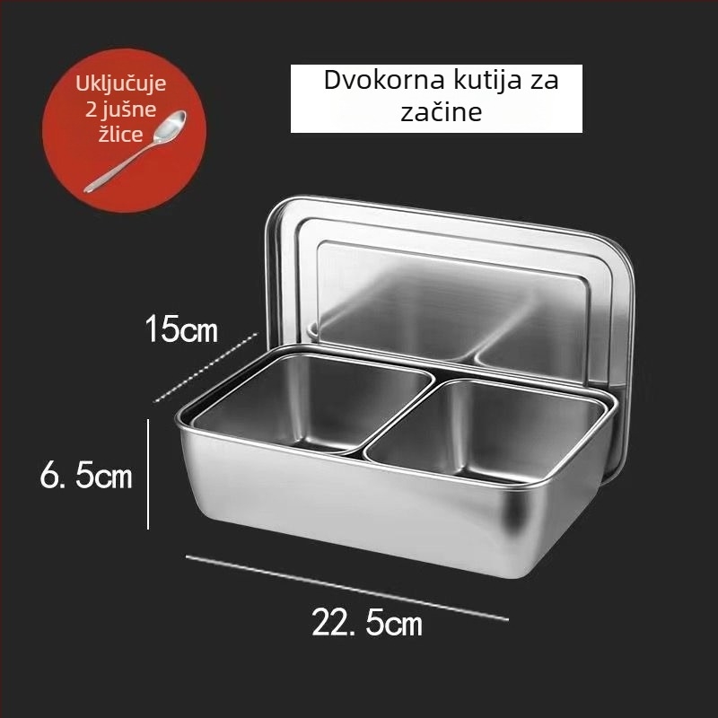 Kutija za začine od nehrđajućeg čelika s poklopcem, s višestrukim odjeljcima za kuhinju i restoran