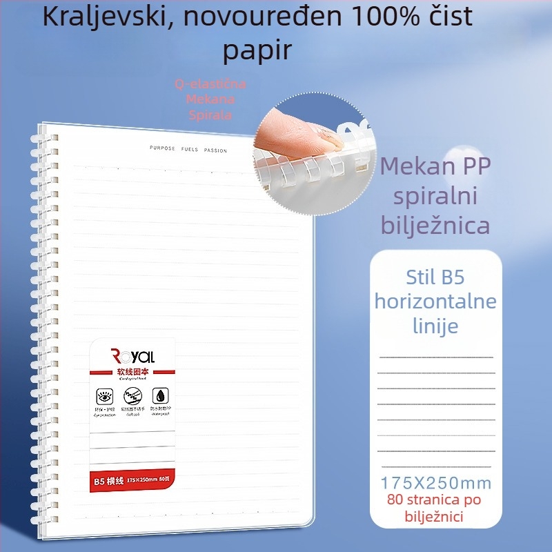 Wright spiralni bilježnica s PP omotom, kreativni stil, papir od drvenog celuloznog vlakna, težina papira: druge težine