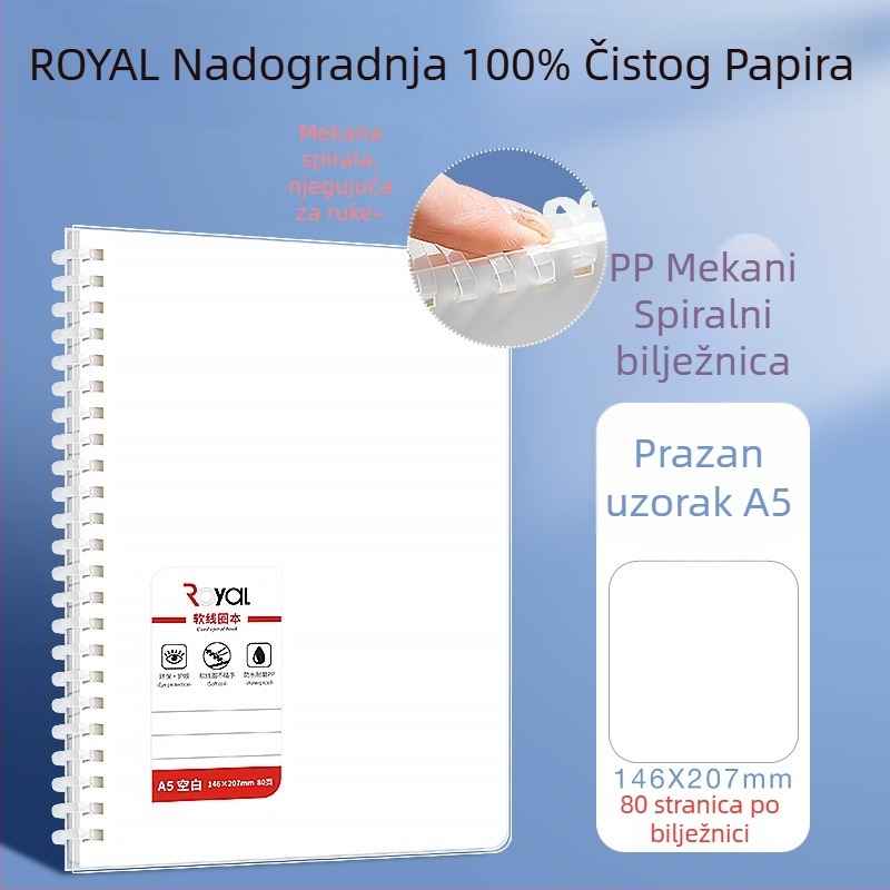 Wright spiralni bilježnica s PP omotom, kreativni stil, papir od drvenog celuloznog vlakna, težina papira: druge težine