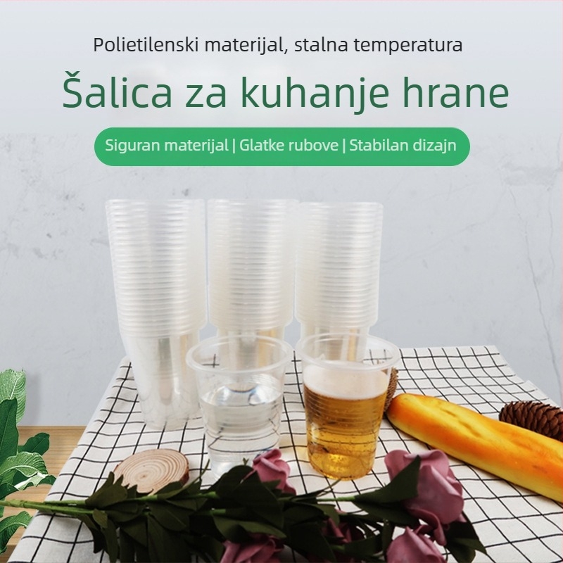 Jednokratne plastične čaše, prozirne, okruglog oblika, s otiskom loga, prilagodljive, paket od 800 komada