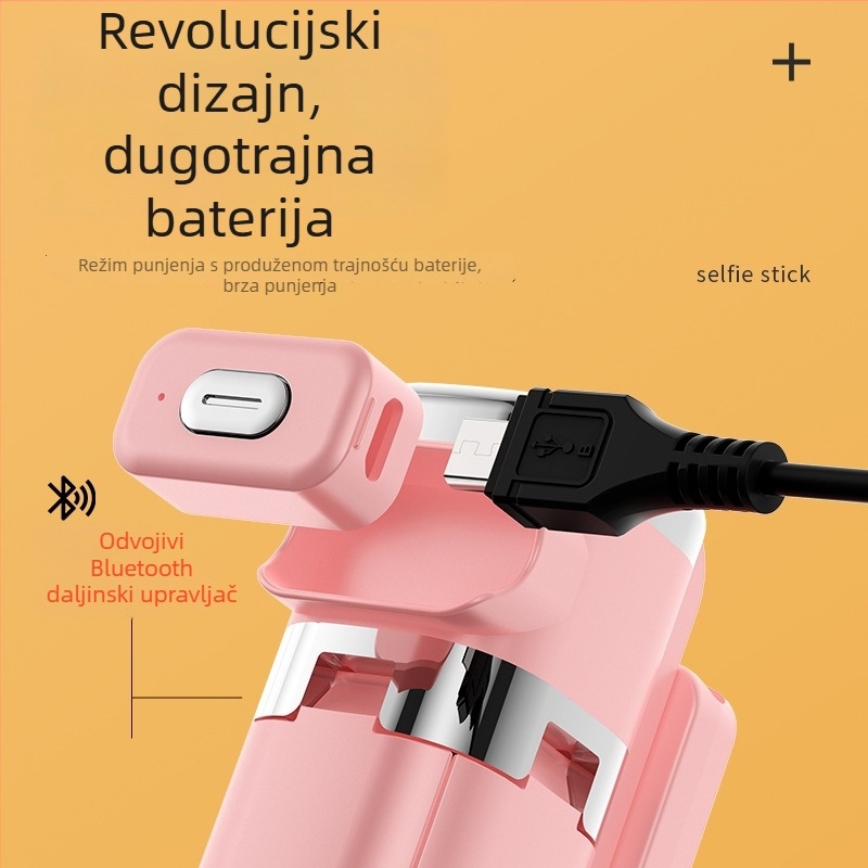 M03S četveronožni stativ s Bluetooth selfie štapom i LED rasvjetom; Materijal: nehrđajući čelik + ABS; Daljinski upravljač; Model: M03/M03S