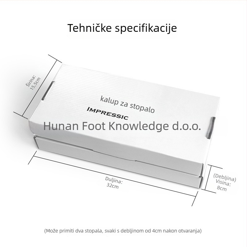 Kutija za otisak stopala za prikupljanje oblika stopala i izradu kalupa, s 3D korekcijskim ulošcima, spužvasti materijal, model Zf155, pravokutni oblik