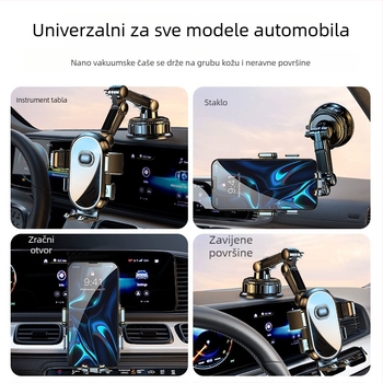 Držač za telefon u automobilu – univerzalan, montaža vakuum čašicom, kompatibilan s vjetrobranskim staklom i instrument pločom, bez napajanja