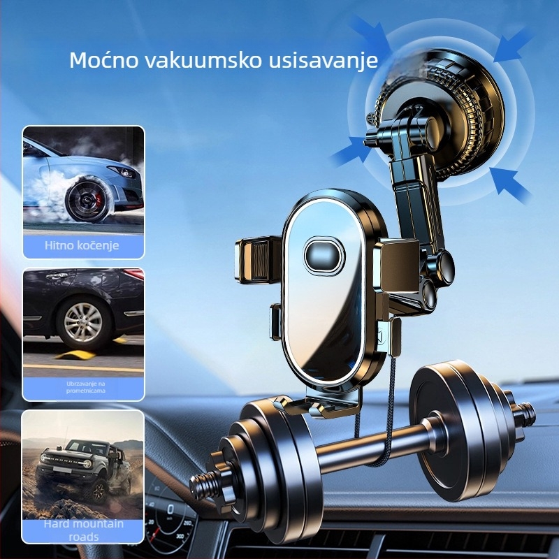 Držač za telefon u automobilu – univerzalan, montaža vakuum čašicom, kompatibilan s vjetrobranskim staklom i instrument pločom, bez napajanja