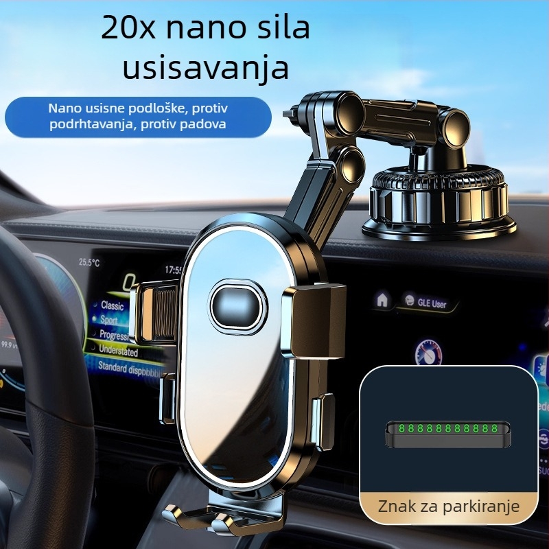 Držač za telefon u automobilu – univerzalan, montaža vakuum čašicom, kompatibilan s vjetrobranskim staklom i instrument pločom, bez napajanja