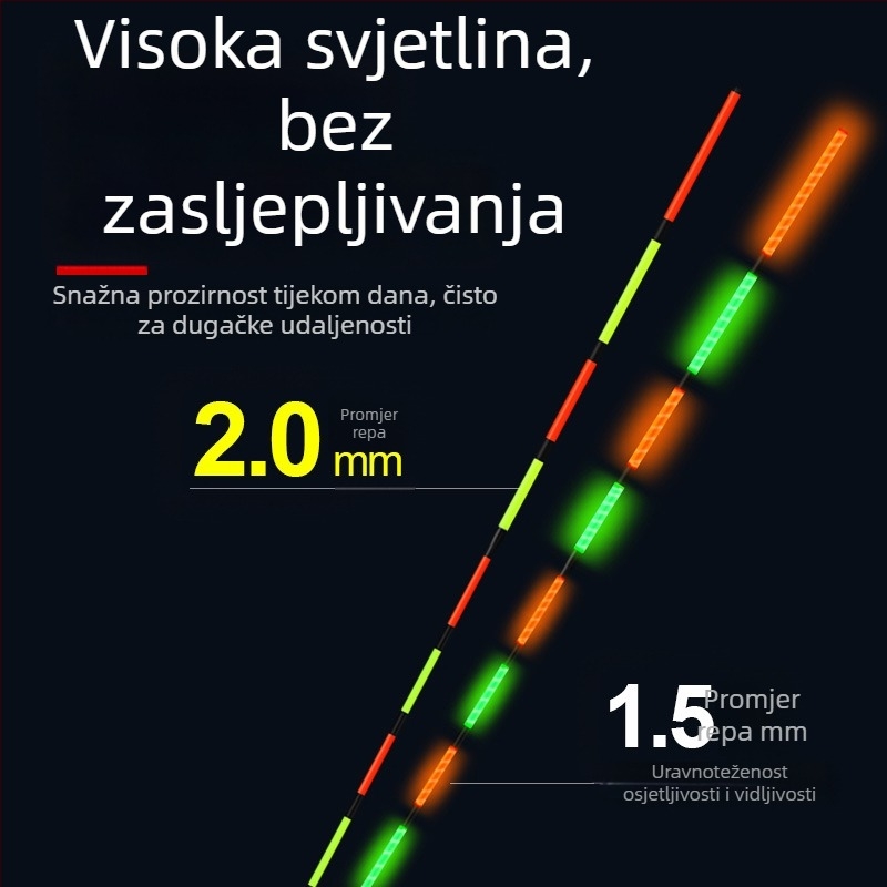 Vertical drift plovak – svjetleći, čvrsti vrh, debelo tijelo, Nano materijal, dnevna i noćna upotreba