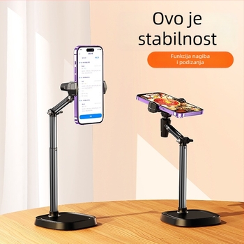 Boneruy T10 stolni držač za telefon – teleskopski, snimanje iznad, za prijenose uživo, plastičan, univerzalan