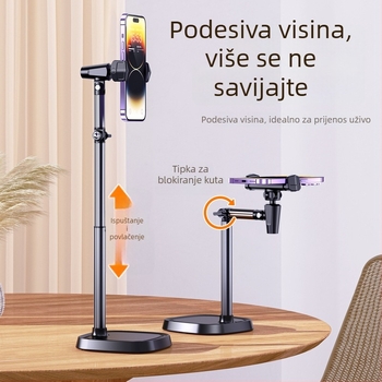 Boneruy T10 stolni držač za telefon – teleskopski, snimanje iznad, za prijenose uživo, plastičan, univerzalan