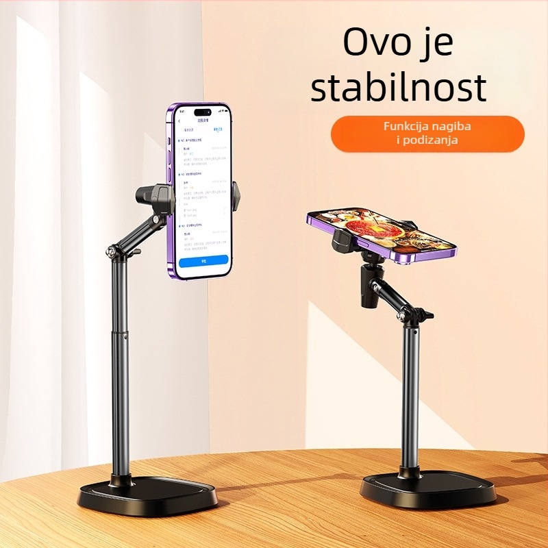 Boneruy T10 stolni držač za telefon – teleskopski, snimanje iznad, za prijenose uživo, plastičan, univerzalan