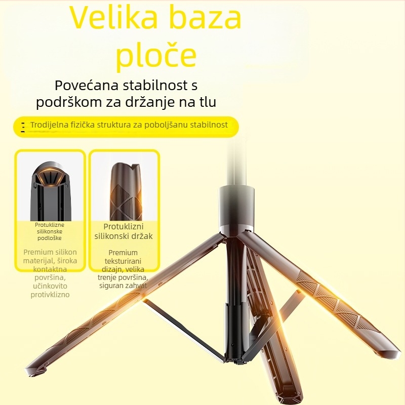 Proširena selfie štapić s trostrukim stativom, Bluetooth stabilizacija, teleskopski držač za telefon na podu, prilagodba logotipa, daljinski upravljač uključen