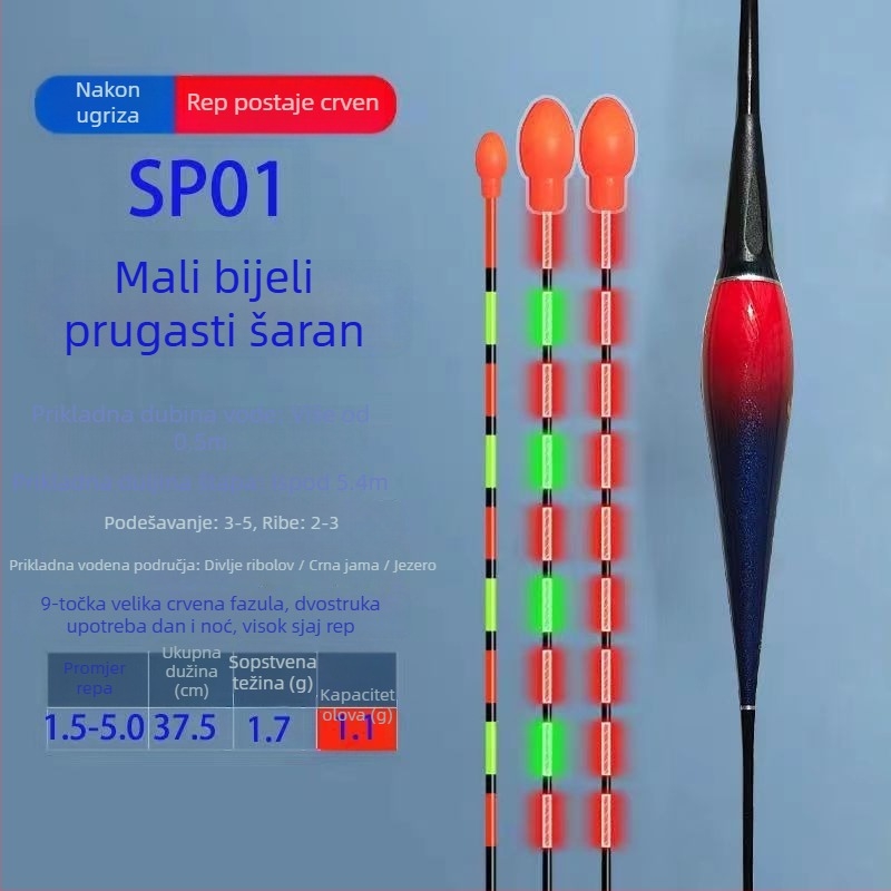 Vertikalni drift plovak za ribolov, nano materijal, svijetleći, podrijetlo Yueyang Hunan