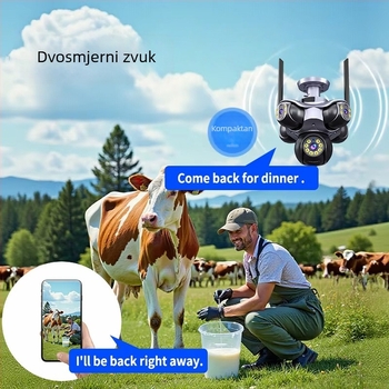 Sohucam PTZ sigurnosna kamera, 5-kanala, unutarnja/vanjska 360°, Wi‑Fi, 20 MP, noćno snimanje, detekcija pokreta i obavijesti, objektiv 4–6 mm