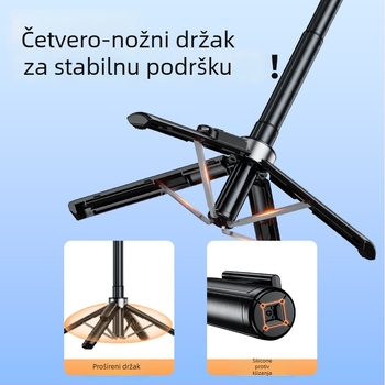 Prijenosni mini Bluetooth selfie štap s podnim stativom – aluminijsko tijelo, daljinski upravljač, stabilizacija slike i rasvjeta