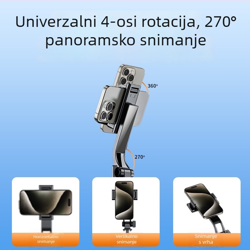 Prijenosni mini Bluetooth selfie štap s podnim stativom – aluminijsko tijelo, daljinski upravljač, stabilizacija slike i rasvjeta
