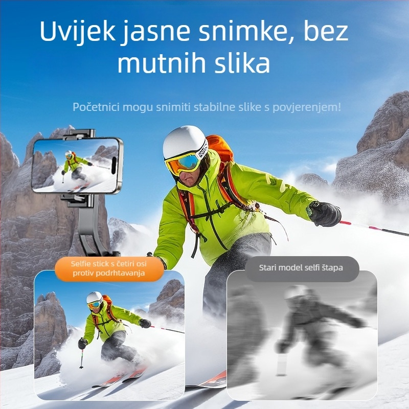 Prijenosni mini Bluetooth selfie štap s podnim stativom – aluminijsko tijelo, daljinski upravljač, stabilizacija slike i rasvjeta