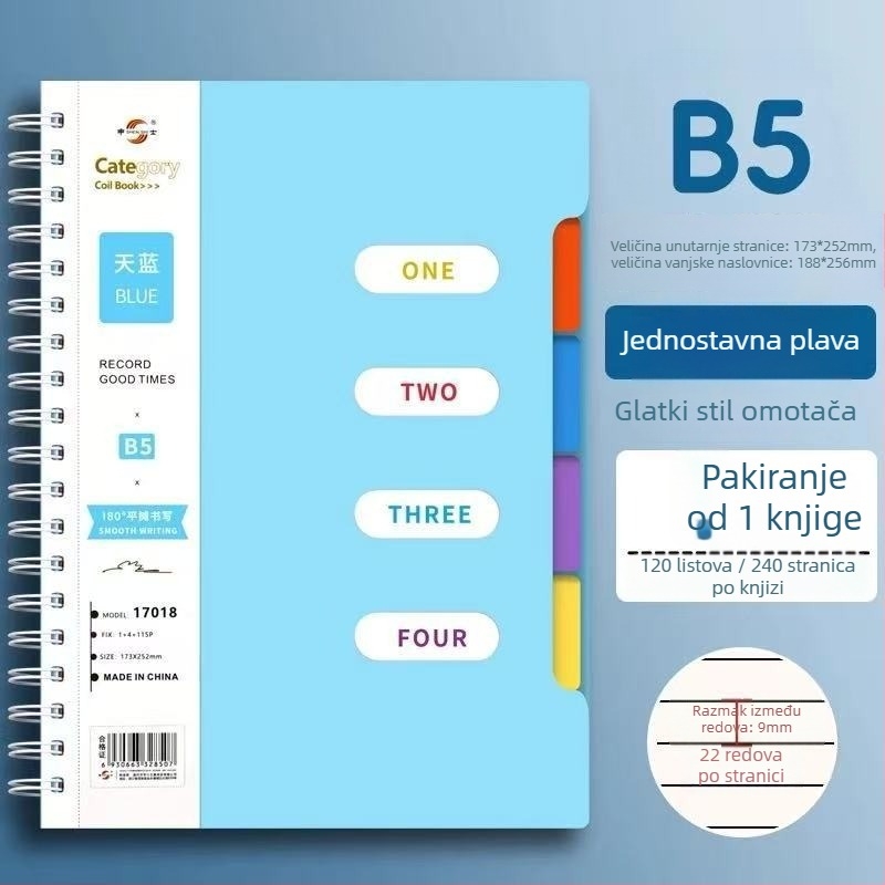 Spiralni bilježnica s PP omotom, Dowling papir 80 g/m², 100–200 stranica