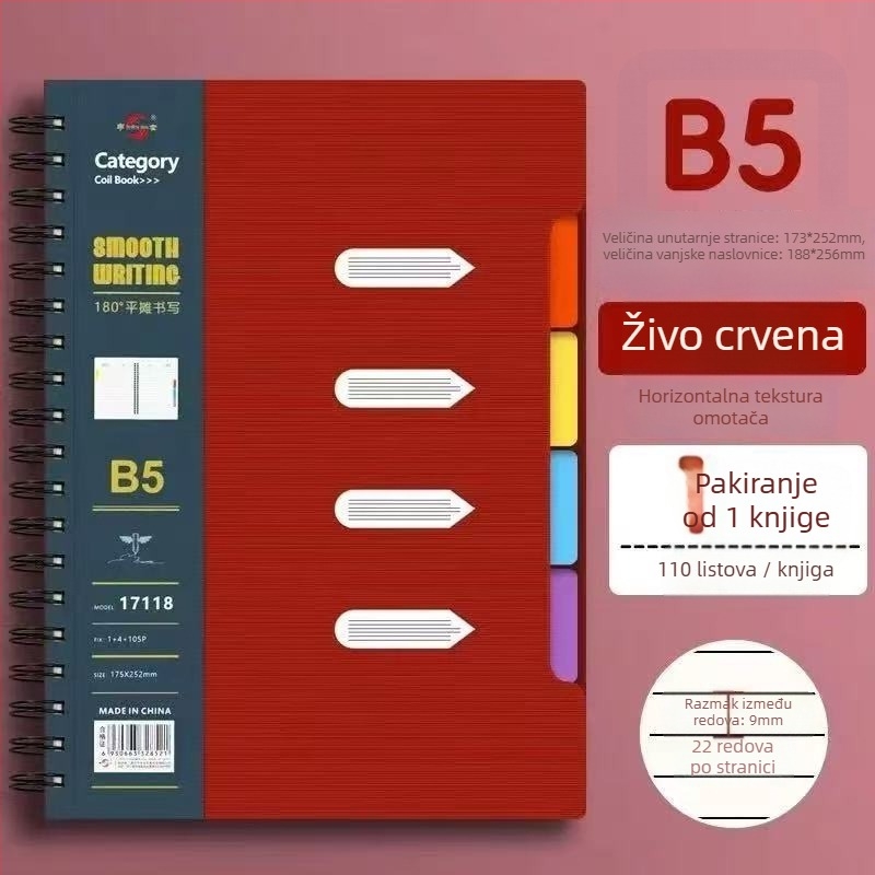 Spiralni bilježnica s PP omotom, Dowling papir 80 g/m², 100–200 stranica