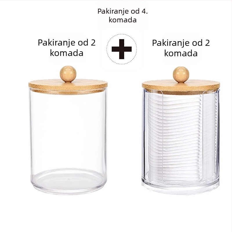 Kutija za pamuk štapiće hk56 — polistiren, s poklopcem, može se slagati, zapremina 500 ml
