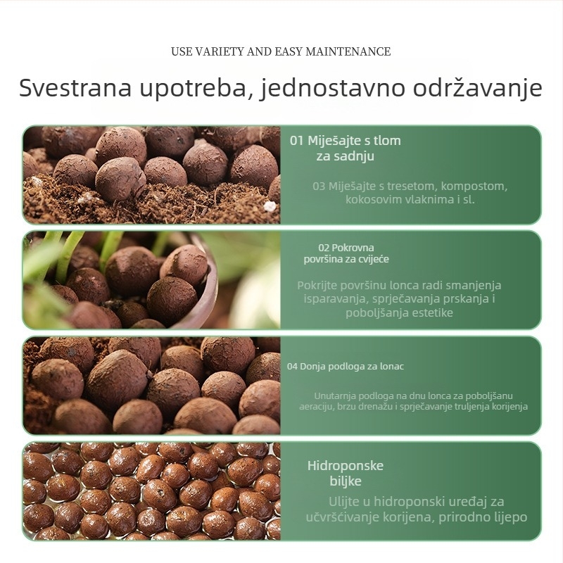Vrtni ukrasni predmeti - Keramzitna podloga za dno posude za hidroponiju i sukulente, lagana i prozračna