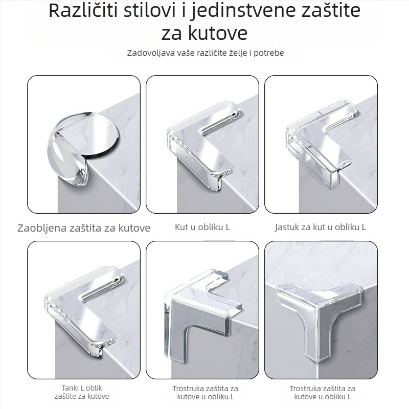 Prozirni silikon zaštitnik kut stola, debeli protiv sudara, za stolove i prozore, pravokutni kut