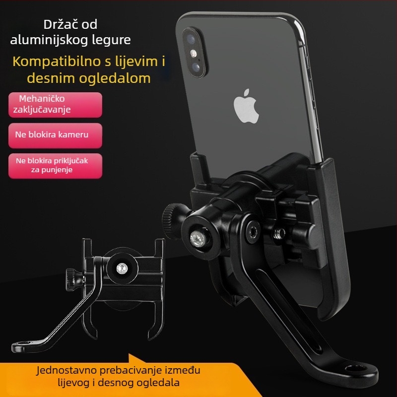 Držač za telefon od aluminijskog legura za vožnju biciklom – antivibracijski nosač za bicikl, motocikl i električno vozilo