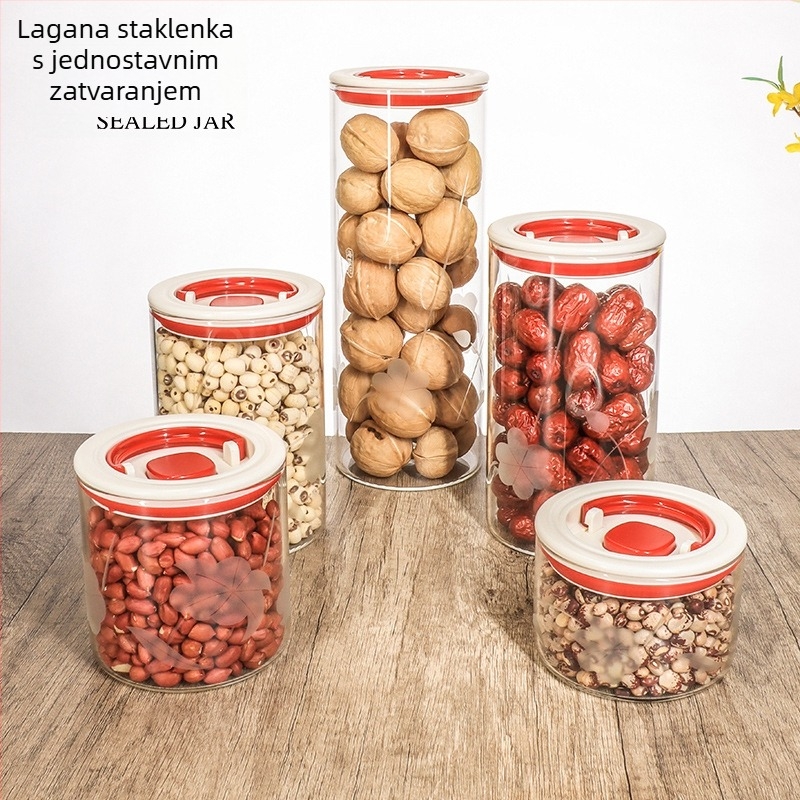 Staklena kuhinjska posuda za pohranu hrane, hermetički zatvorena, okrugla, kapacitet 800–1000 ml, pogodna za mikrovalnu pećnicu