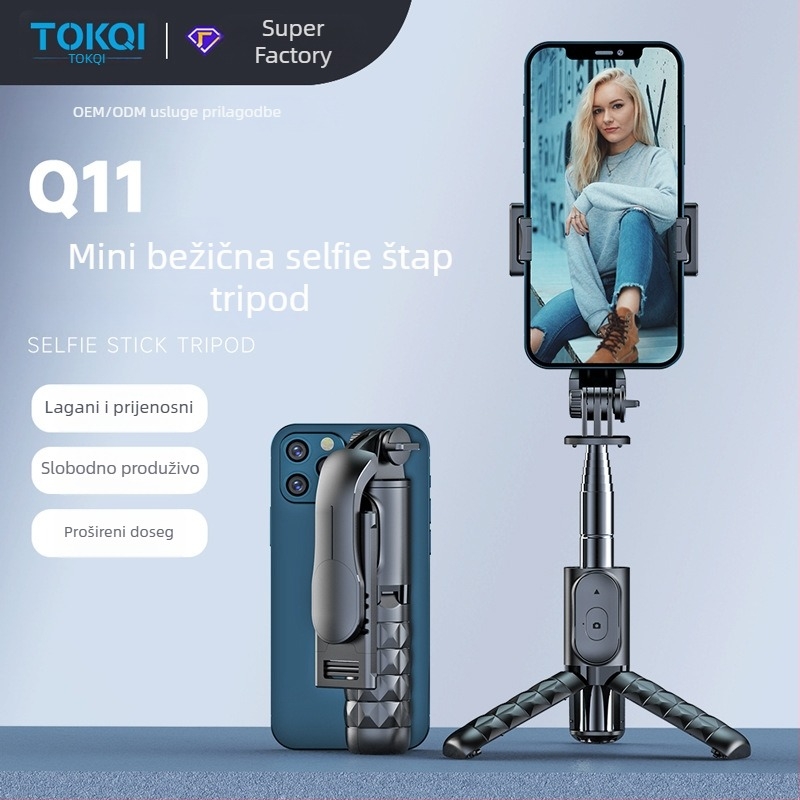 Bluetooth daljinsko upravljanje – mini selfie štap s tripodom za telefon, sve-u-jednom, aluminijska legura, model Q10