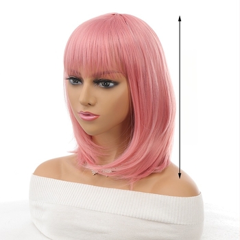 Peruka prirodnog izgleda, bob frizura s šiškama, sintetička vlakna otporna na visoku temperaturu, model Dm84