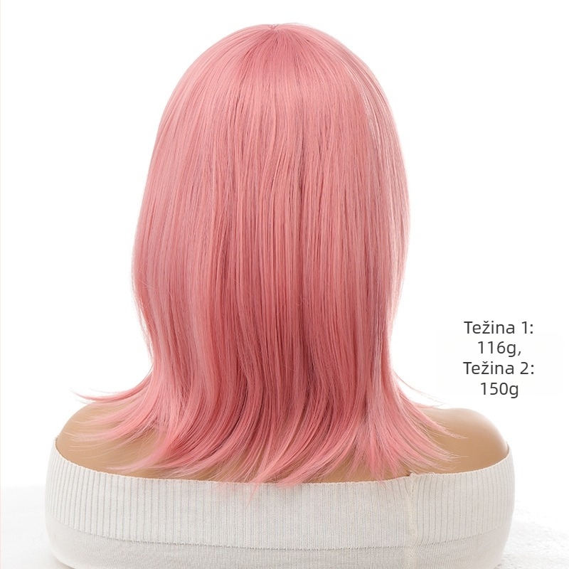 Peruka prirodnog izgleda, bob frizura s šiškama, sintetička vlakna otporna na visoku temperaturu, model Dm84