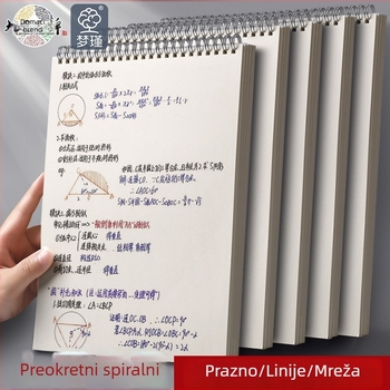 Mengjin spiralno uvezana bilježnica s mrežom, 78 stranica, papir 70 g/m², PP korica.
