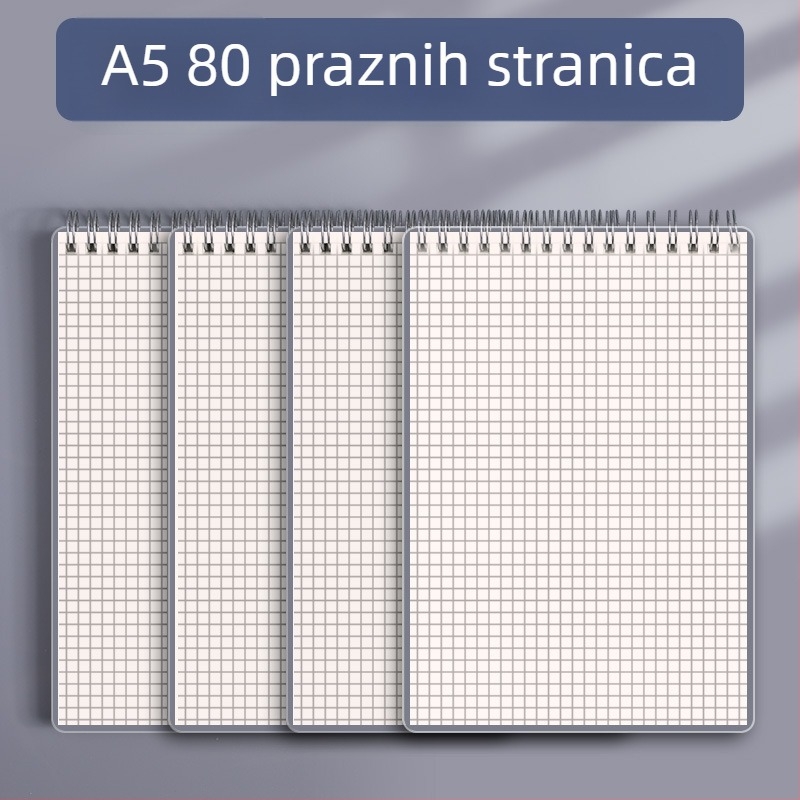 Mengjin spiralno uvezana bilježnica s mrežom, 78 stranica, papir 70 g/m², PP korica.