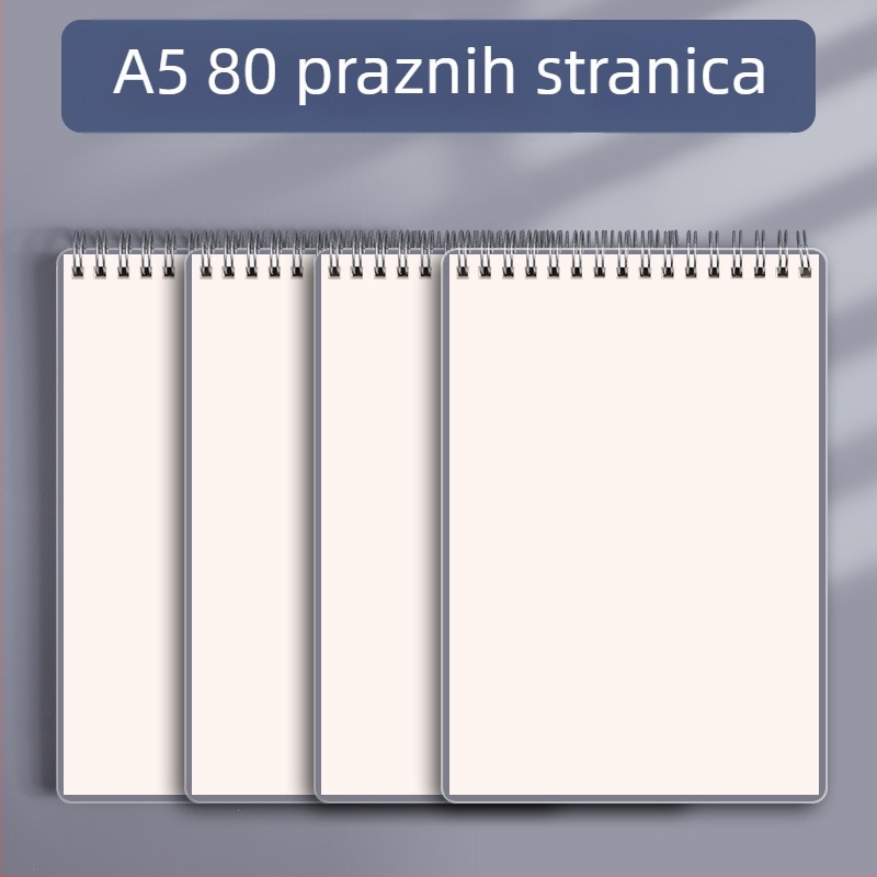 Mengjin spiralno uvezana bilježnica s mrežom, 78 stranica, papir 70 g/m², PP korica.