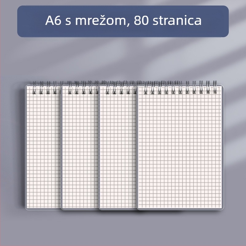 Mengjin spiralno uvezana bilježnica s mrežom, 78 stranica, papir 70 g/m², PP korica.