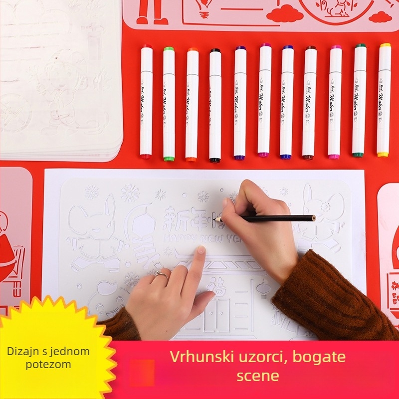 Four Seasons Pomelo PET 8K šablone za crtanje – izrezane festivalne teme za školske ručno pisane novine, set od 6 listova