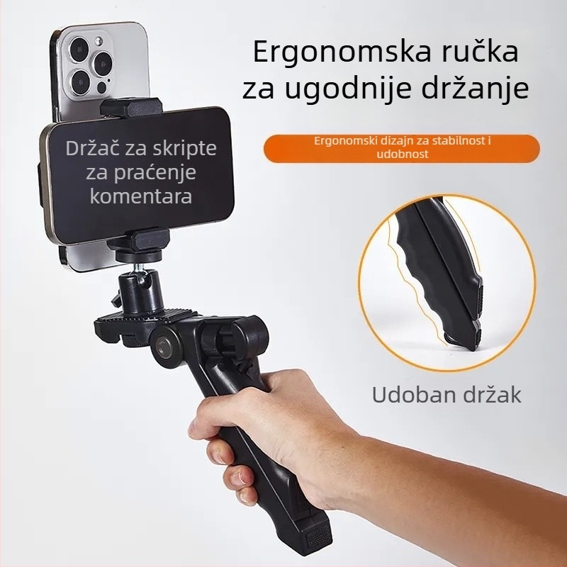 Držač telepromptera za mobilni — stolni i ručni, dvostrani za prijenos uživo; plastični dizajn, univerzalan; podrška prilagodbi; ovlaštena privatna marka; 3C certifikat: 2015010705782248.