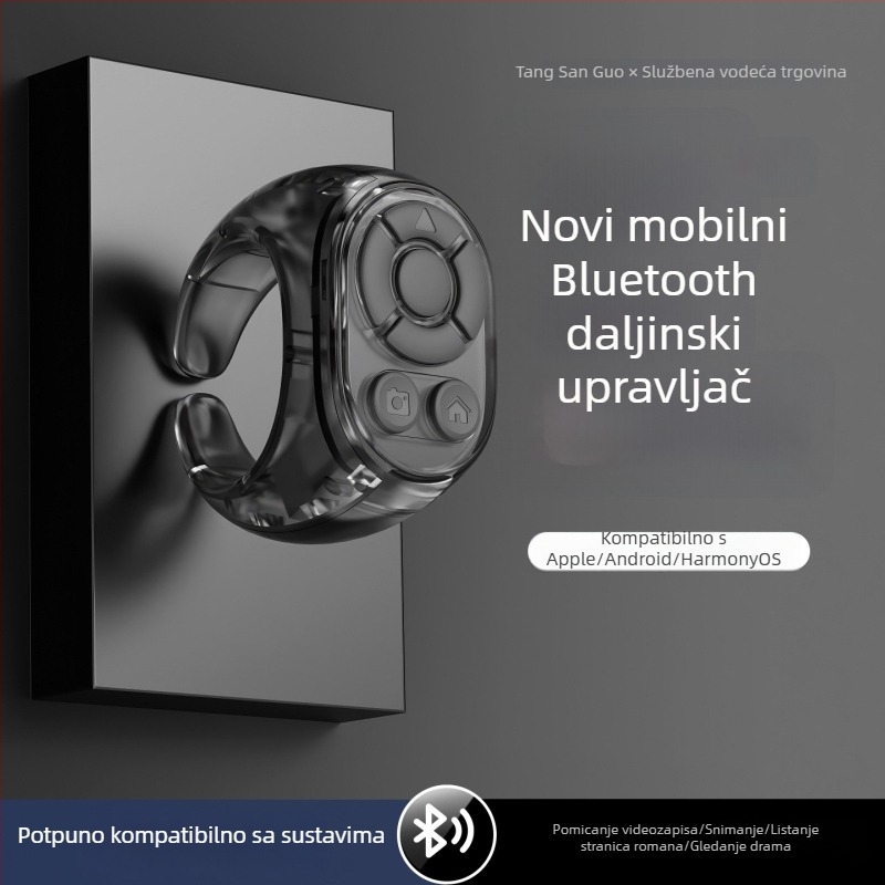 Bluetooth prsten daljinsko upravljanje za selfije i kratke videozapise – uređaj za fotografiranje i preokretanje stranica