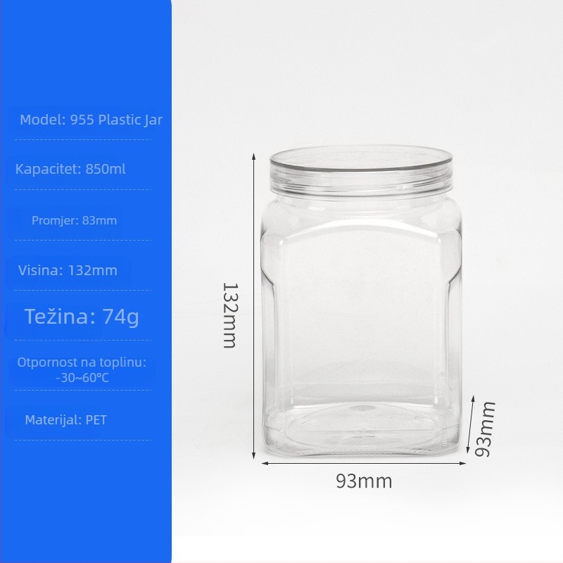 PET plastična posuda za hranu za orašaste plodove i suho voće, model 950, s metalnim poklopcem