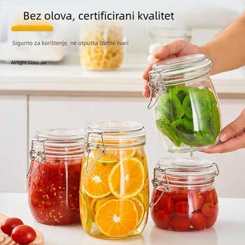 Staklena posuda za skladištenje s poklopcem – okrugla, 800–1000 ml, moderni minimalistički stil, brenda Hanlin