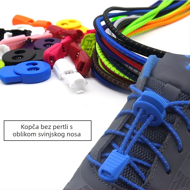 Vezice za tenisice bez vezivanja, reflektirajuće za noćno trčanje, elastične, bez kopče (Pig Nose Buckle-Free Shoelace)