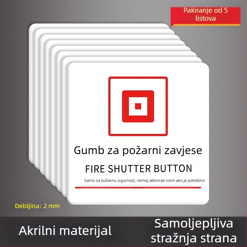 Beilong acryl požarna sigurnosna oznaka — ručni alarm gumb, prilagodljivo, zvukovno i svjetlosno signaliziranje